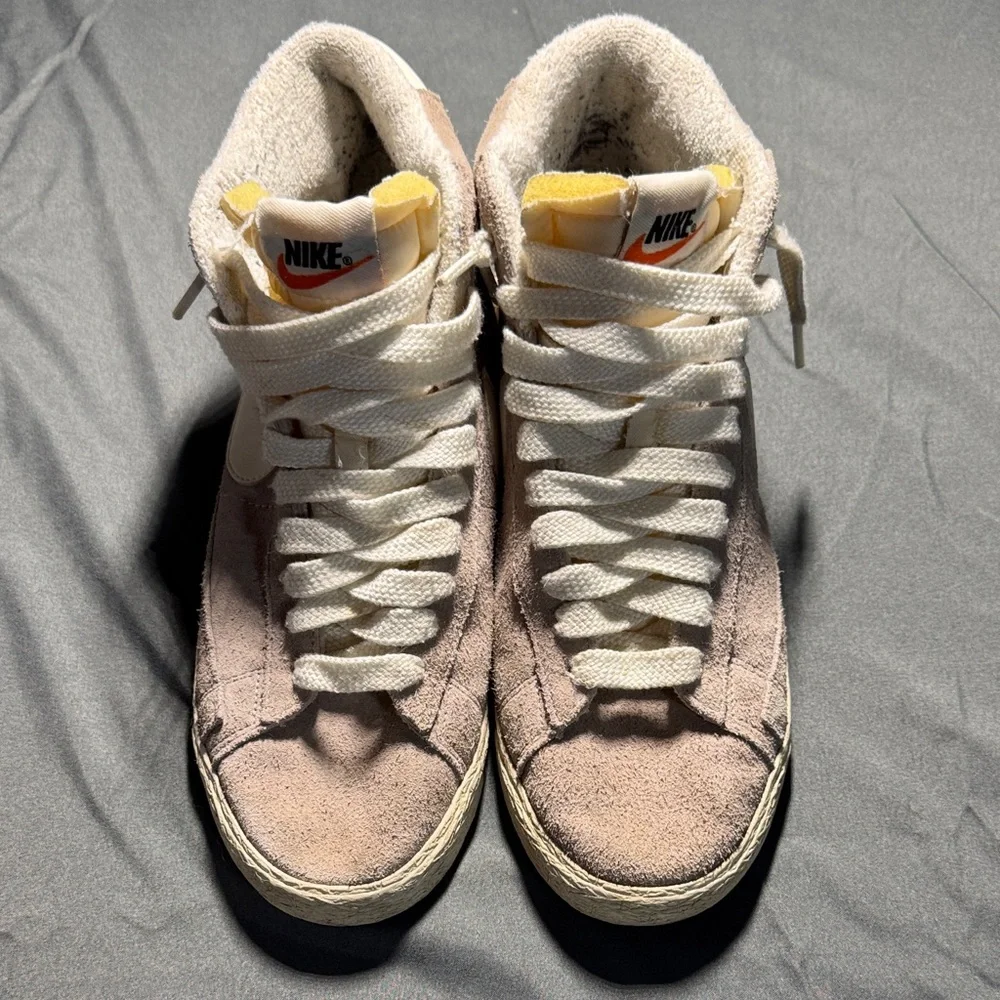 Nike Women's Suede Sneakers - Beige and Off-White - Picture 3 of 7
